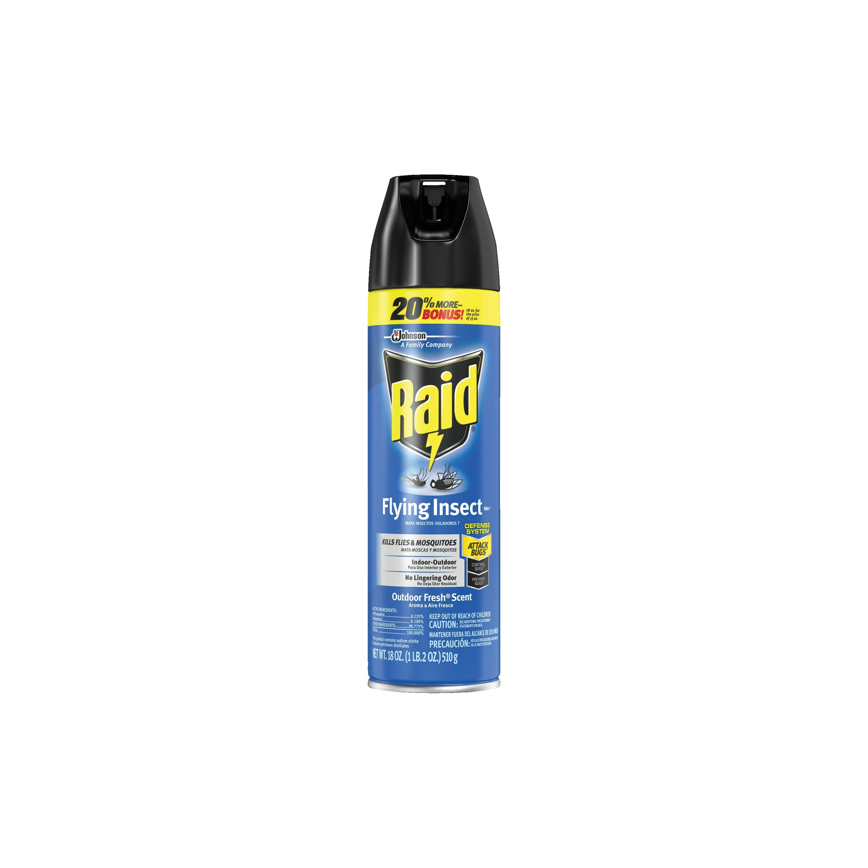 Raid Flying Insect Killer Mosquito and Fly Control No Lingering Chemical Odor Outdoor Fresh Scent 15 Ounce (Pack of 8)
