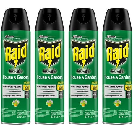 Raid House and Garden Aerosol, 11 OZ Pack of 4