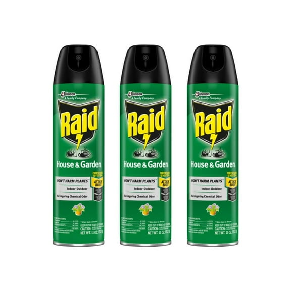 Raid House and Garden Insect Killer Aerosol Spray, 11 Oz, 3 Count
