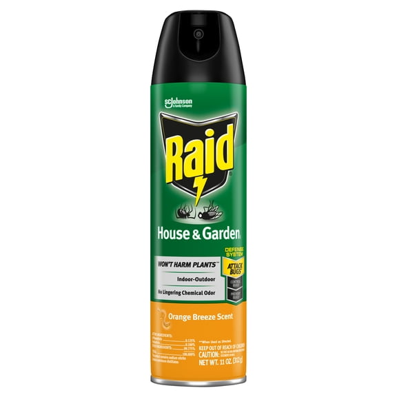 Raid Insect Killer, House & Garden I, Orange Breeze Scent, 11 oz