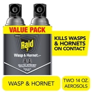 Raid Wasp & Hornet Killer, 22 ft Outdoor Nest Killing Spray, 14 oz, 2 Count Value Pack