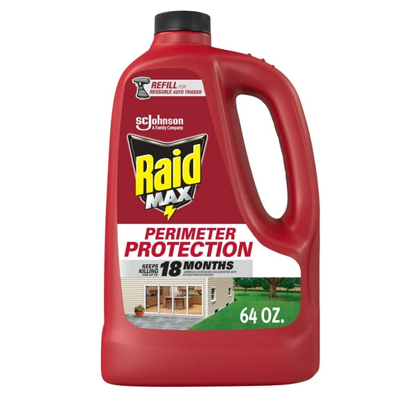 Raid MAX Perimeter Protection Bug Killer, Auto Trigger Refill, 64 oz
