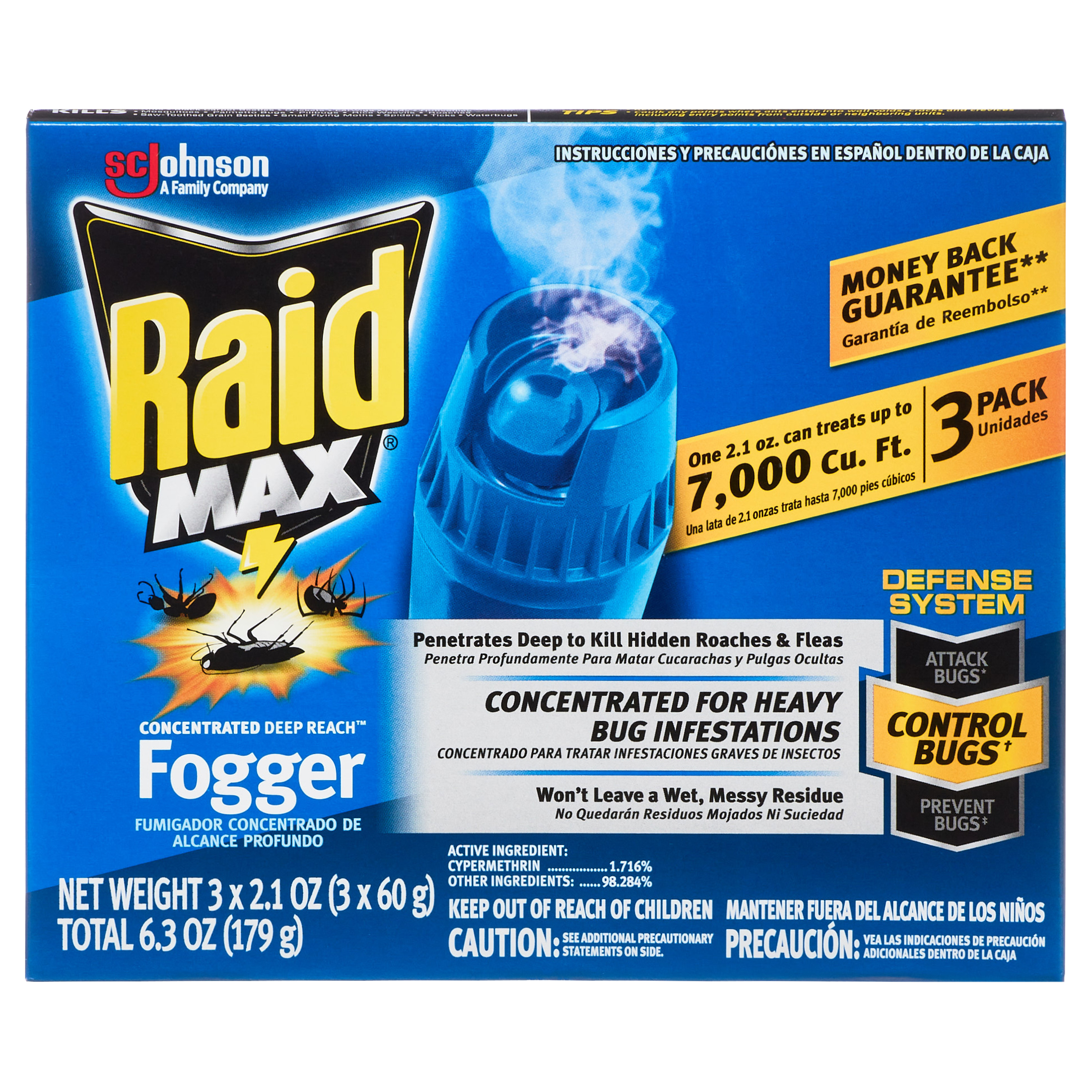 Raid® Max Concentrated Deep Reach Fogger, 2.1 fl oz, 3 ct (Total 6.3 fl oz, 179 g) - image 1 of 16