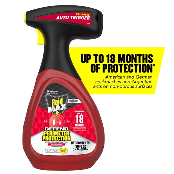 Raid MAX Defend Perimeter Protection, Indoor & Outdoor Multi Insect Killer Spray, 30 fl oz