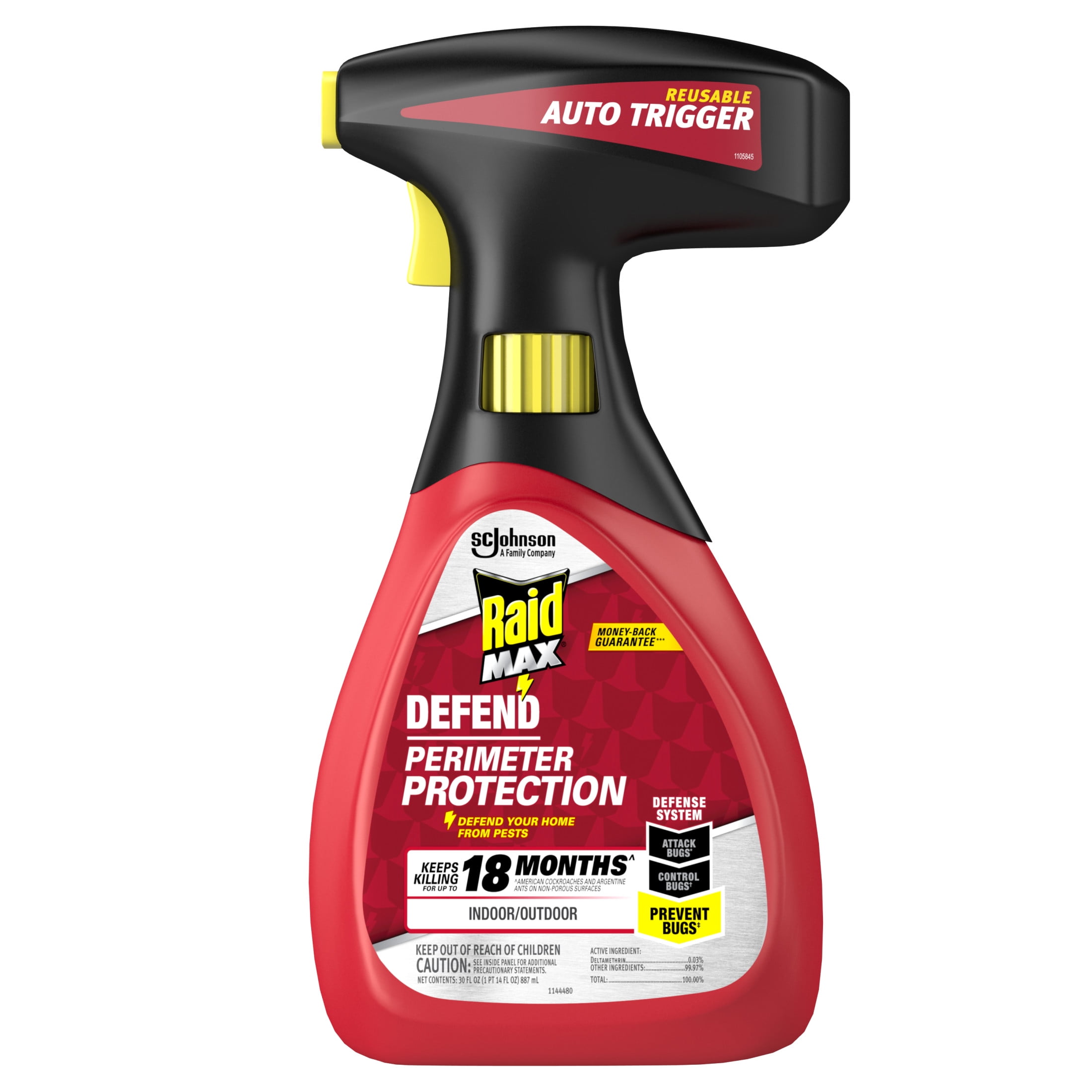 Raid Max Defend Perimeter Prote Countion, Multi Inse Count Killer Spray for Indoor & Outdoor Use, Effe Countive for Up To 18 Months,* 30 fl. oz (887 mL)