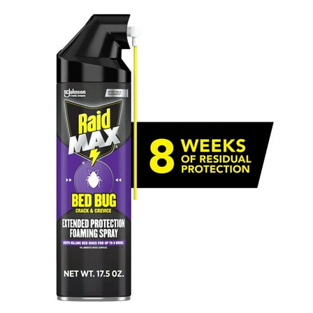Raid Max Indoor Bed Bug Spray & Flea Insect Killer, Extended Protection Foaming Spray, 17.5 oz