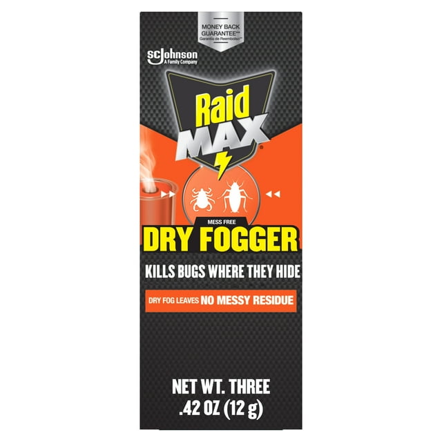 Raid Max Indoor Mess Free Dry Bug Killing Fogger, 0.42 oz, 3 Count