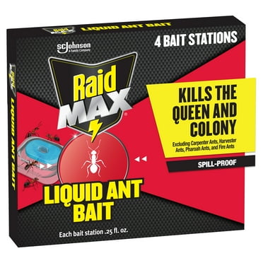 Raid Max Liquid Ant Insect Killer Bait, Outdoor and Indoor Ant Killer Traps for Home, 4 Count