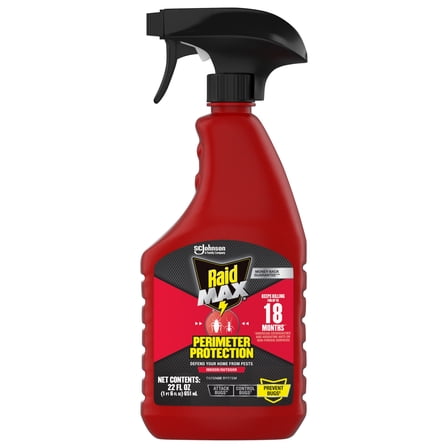 Raid Max Perimeter Protection Spray, Kills Roaches & Ants, Indoor/Outdoor Use, Water-Based, 22 fl oz
