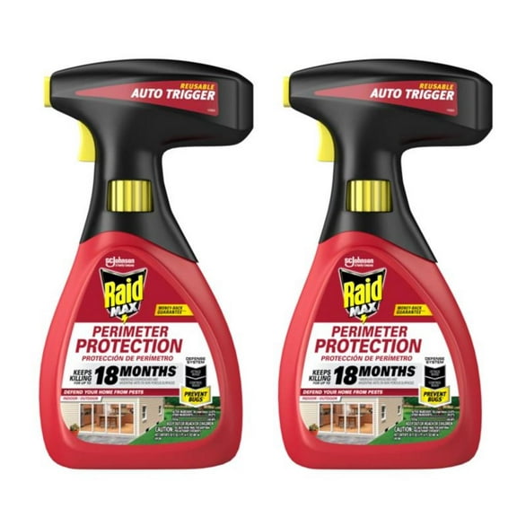Raid Max Perimeter Protection, Kills Bugs, Auto Trigger, 30 Ounce, 2 Pack