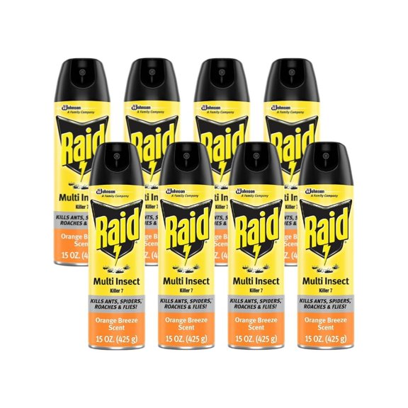 Raid Multi Insect Killer, Orange Breeze 15 Ounce Pack of 8