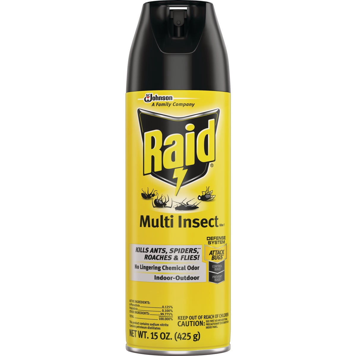 Raid Multi Insect Killer Aerosol Kills Ants Spiders Roaches and Flies No Lingering Chemical Odor Indoor and Outdoor Use 15 Ounce (Pack of 2)