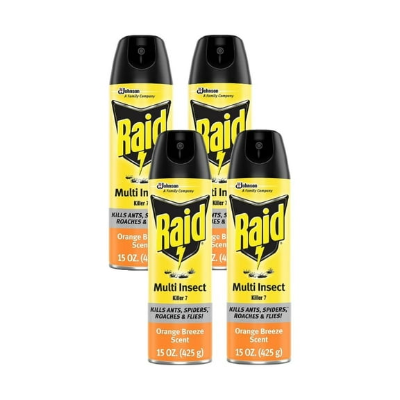 Raid Multi Insect Killer Orange Breeze - Insecticide Spray - 4 Pack, 15 Ounce