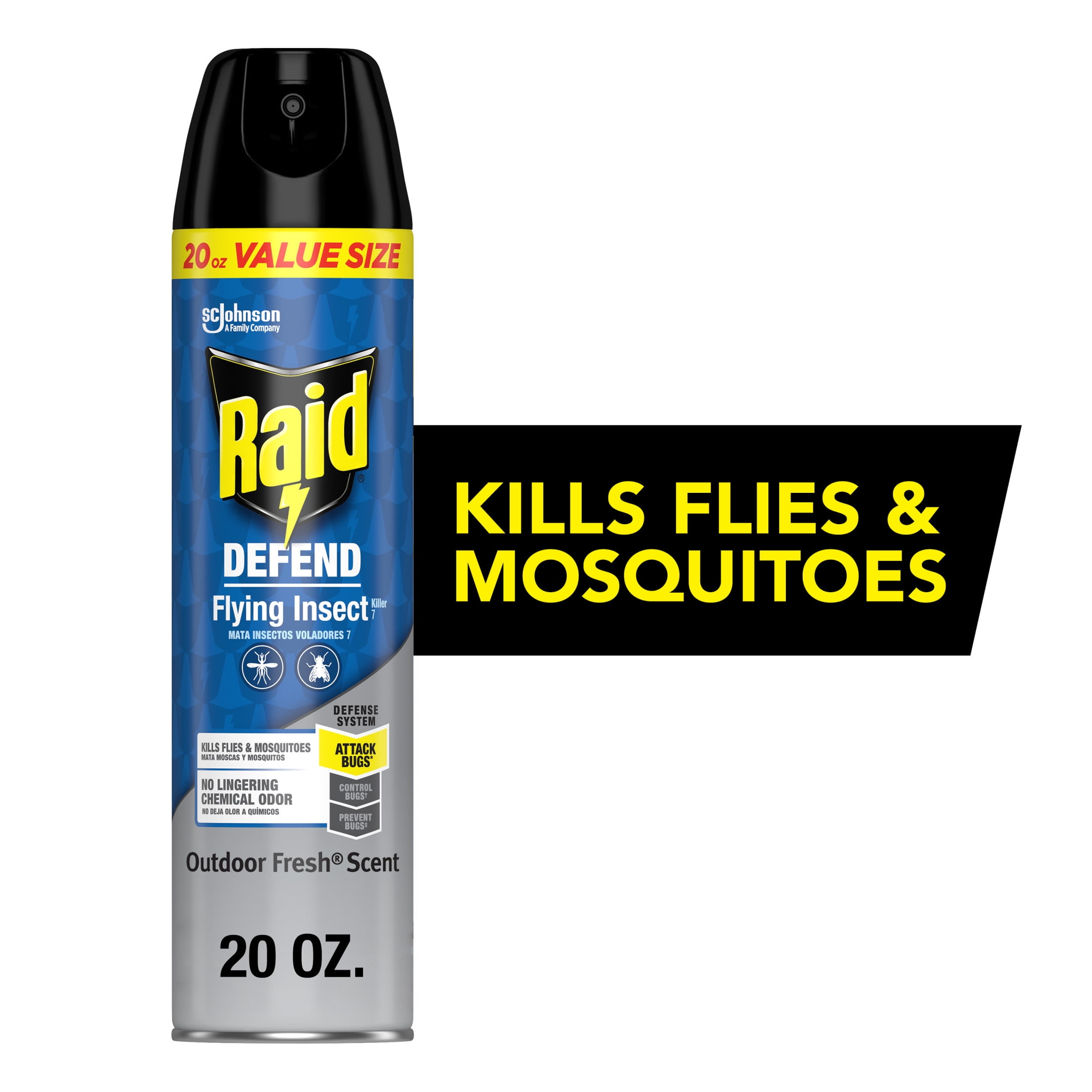 Raid Outdoor Defense System Flying Insect Killer Spray Value Size, 20 oz