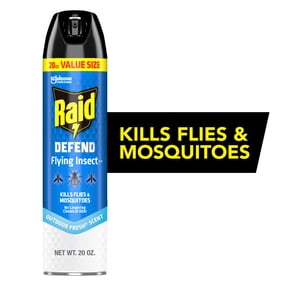 Raid Defend Flying Insect Killer, Outdoor Fresh Mosquito and Fly Home Bug Spray, 20 oz