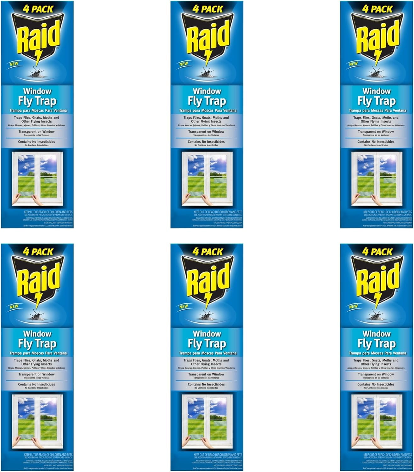 Raid Transparent Window Fly Trap, 6 Pk, Over 100 Flies Per Trap, Indoor ...
