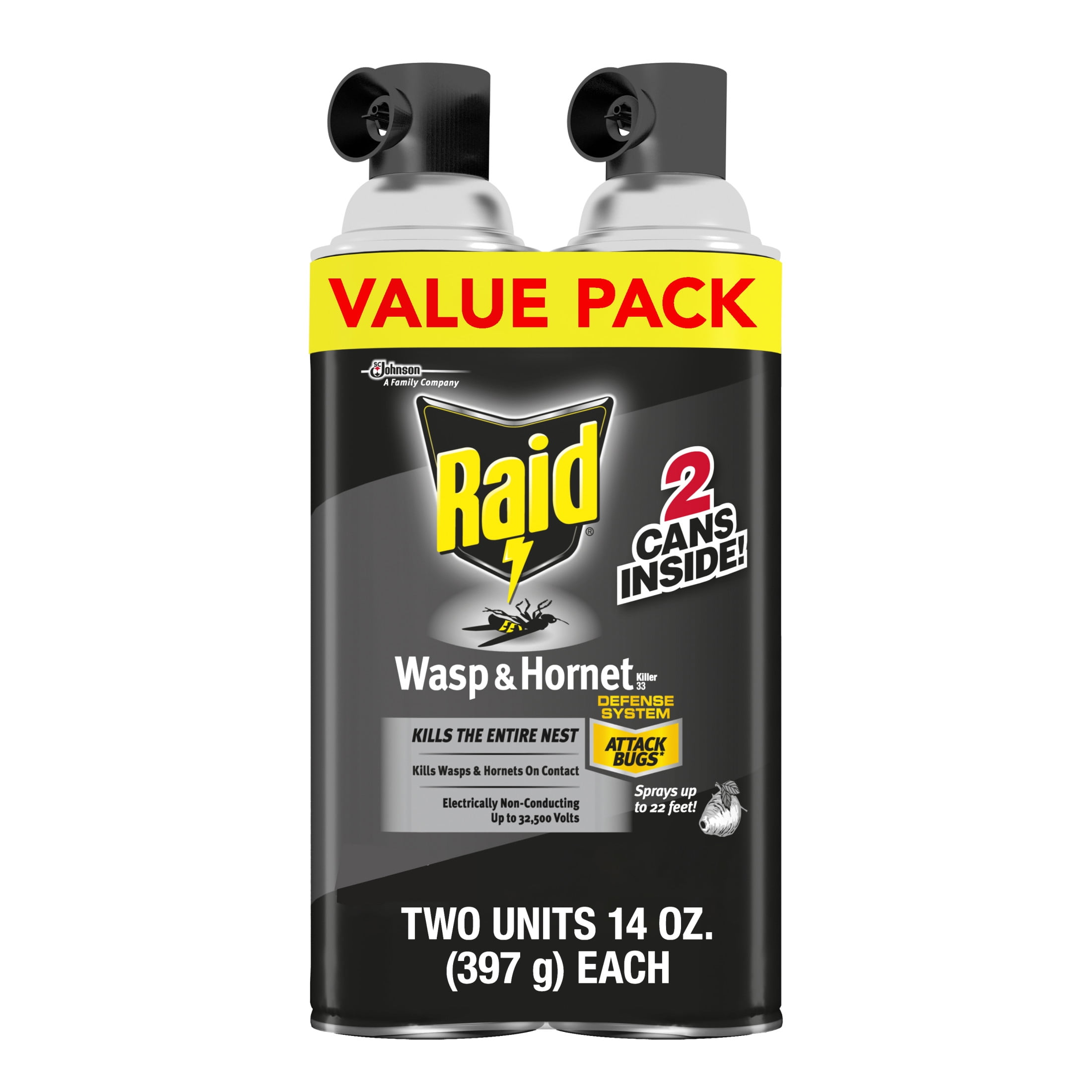 Raid Killer 33 Outdoor Wasp and Hornet Insecticide Value Pack, 14 oz, 2 Count