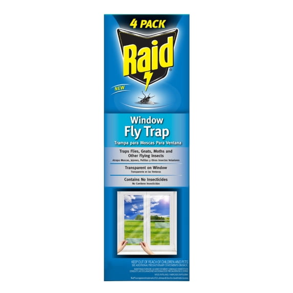 Raid® Window Fly Trap, 4 Count, Discreet & Effective Fly Adhesives