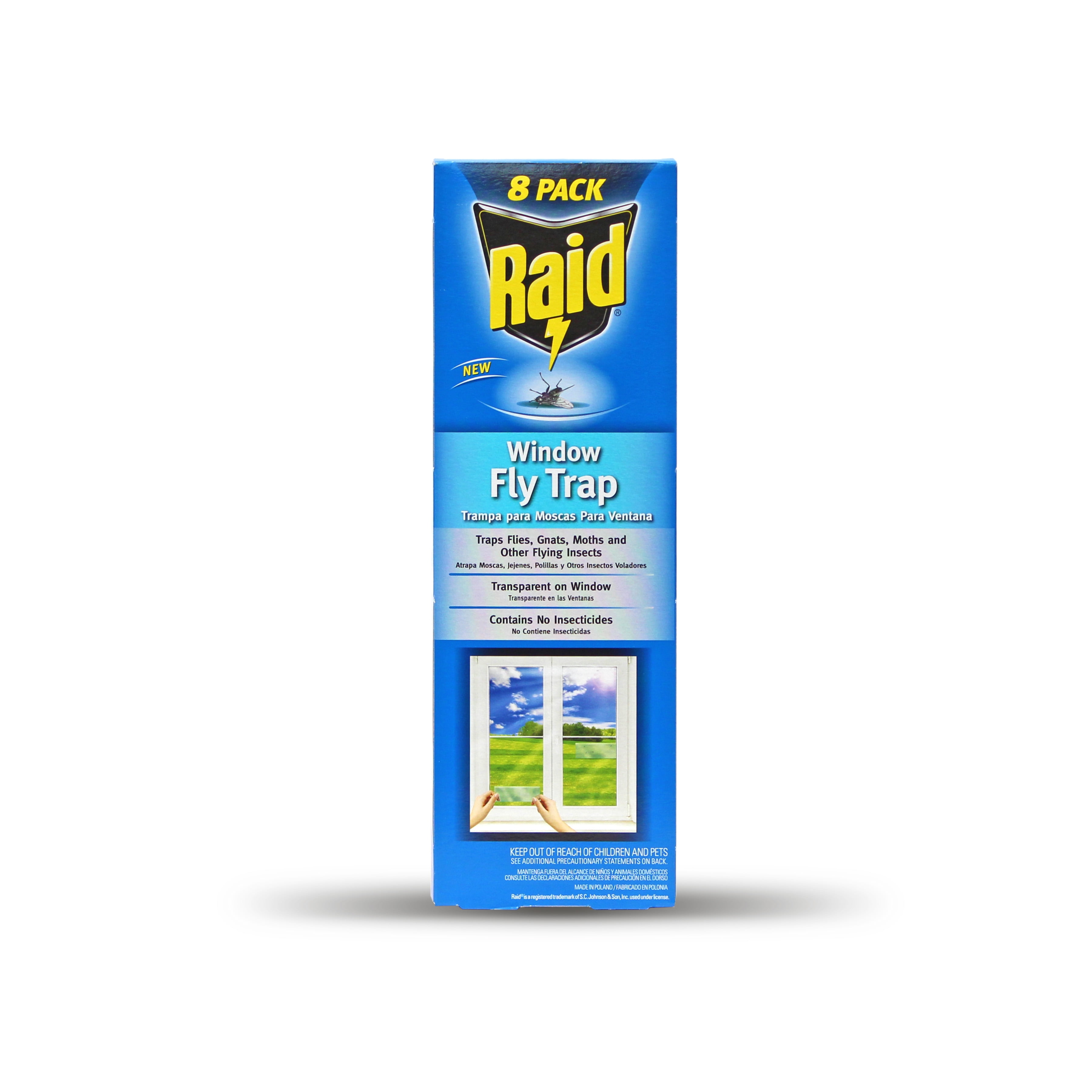 Raid Window Fly Trap, 8 Count, Discreet and Effective Fly Adhesives