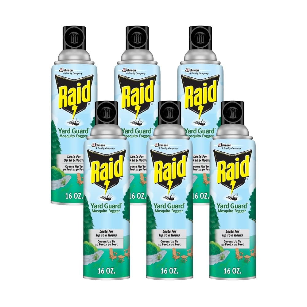 6-pack Raid Yard Guard Mosquito Fogger Insecticide - Outdoor Bug Bomb Fogger - 6 Pack, 16 Ounce — Residential Use, Standard Application