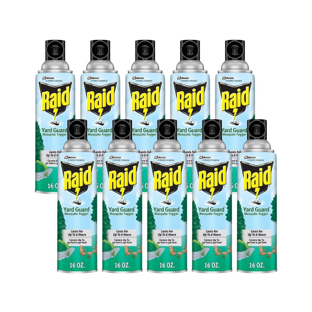 Raid Yard Guard Mosquito Fogger for Outdoor Yard Patio Deck and Garden Mosquito Control Aerosol Spray 16 Ounce (Pack of 10)