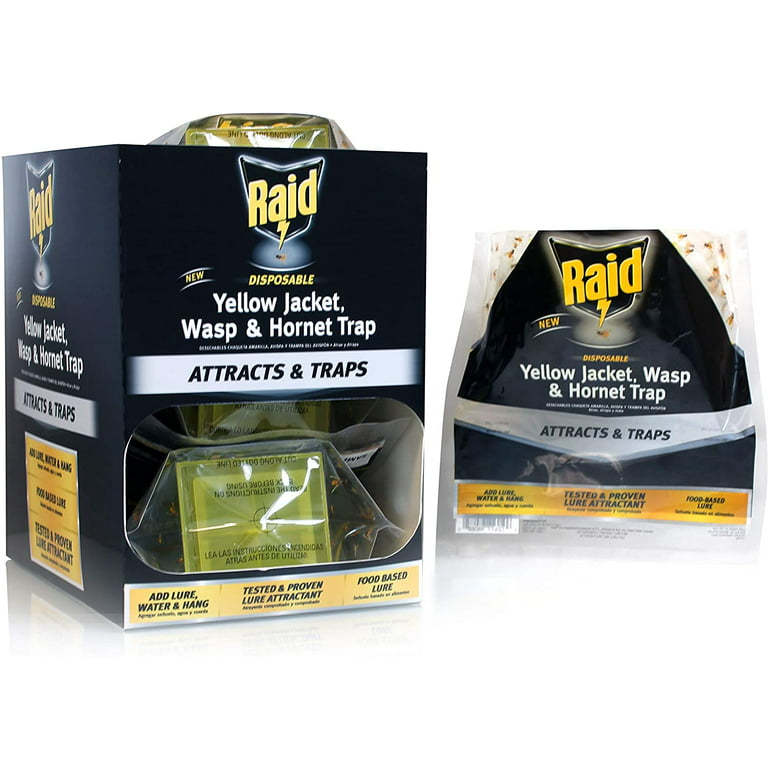 Raid Yellow Jacket, Wasp, & Hornet Trap, Disposable Plastic Trap with Lure,  6 Pack 