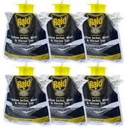 Raid Yellow Jacket, Wasp, & Hornet Trap, Disposable Plastic Trap with Lure, 6 Pack