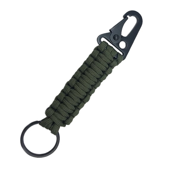 Raided Paracord Keychain With Carabiner Clip Heavy Duty Lanyard Key Ring For Outdoor Camping Backpack Gear Attachment(Green-14X3.2Cm)