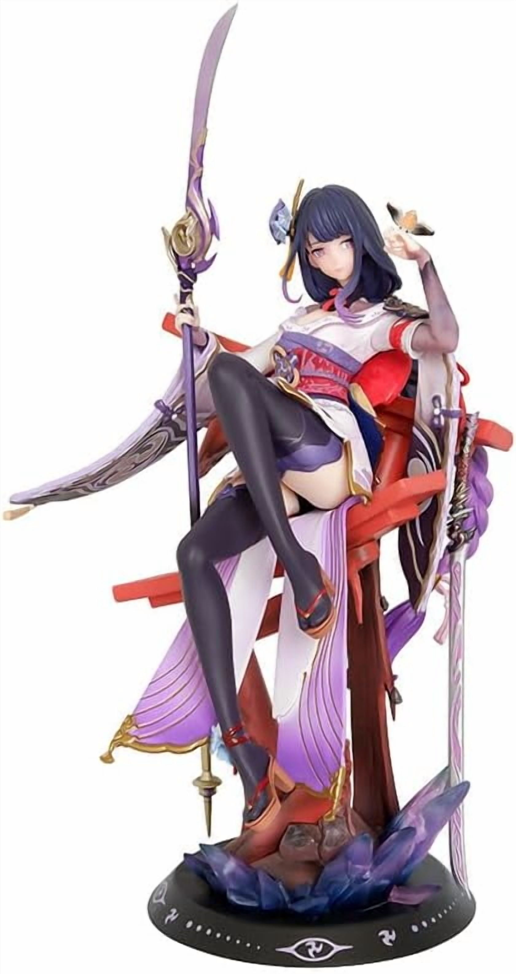 Raiden Shogun Figure Sitting Big Size Raiden Shogun Genshin Impact Anime Figures 35cm/13.8inch PVC Game Character Model Decoration Craft Gift
