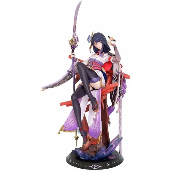 Raiden Shogun Figure Sitting Big Size Raiden Shogun Genshin Impact Anime Figures 35cm/13.8inch PVC Game Character Model Decoration Craft Gift
