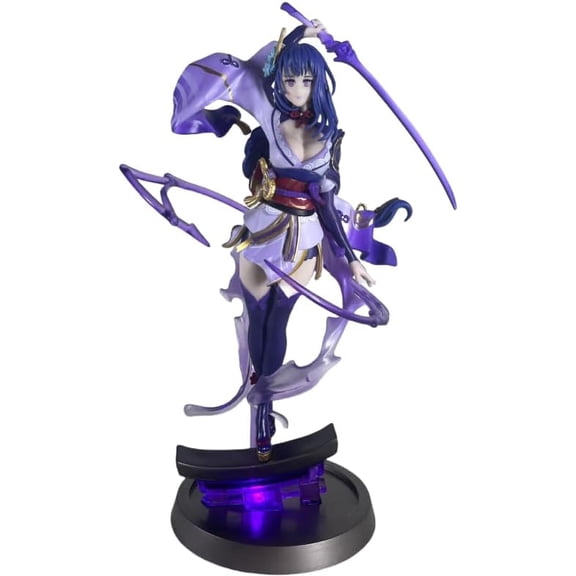 Raiden Shogun Figure Thunderous Silence Luminous Raiden Shogun Anime Figures 25cm/9.8inch PVC Model Collectible for Anime Fans Gift