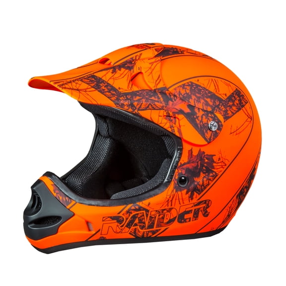 Raider Ambush Motorcycle Open Face Helmet DOT Approved - Mossy Oak Blaze Orange - 2XL
