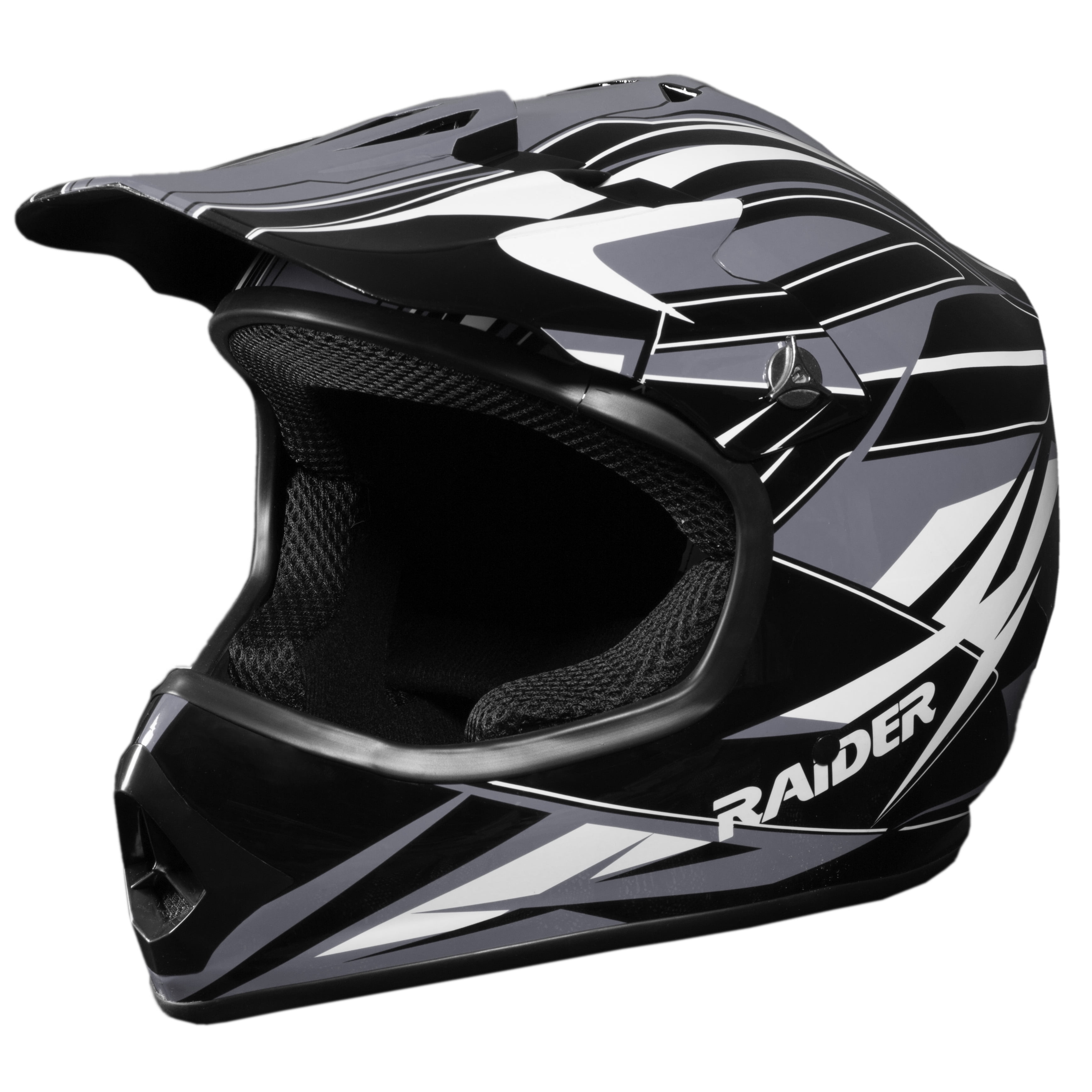 Raider GX Motocross Youth Helmet DOT Approved - Black/Silver - YM