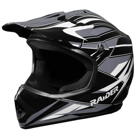 Raider GX3 Motocross Dirt Bike Youth Helmet DOT Approved - Black /Silver - YL