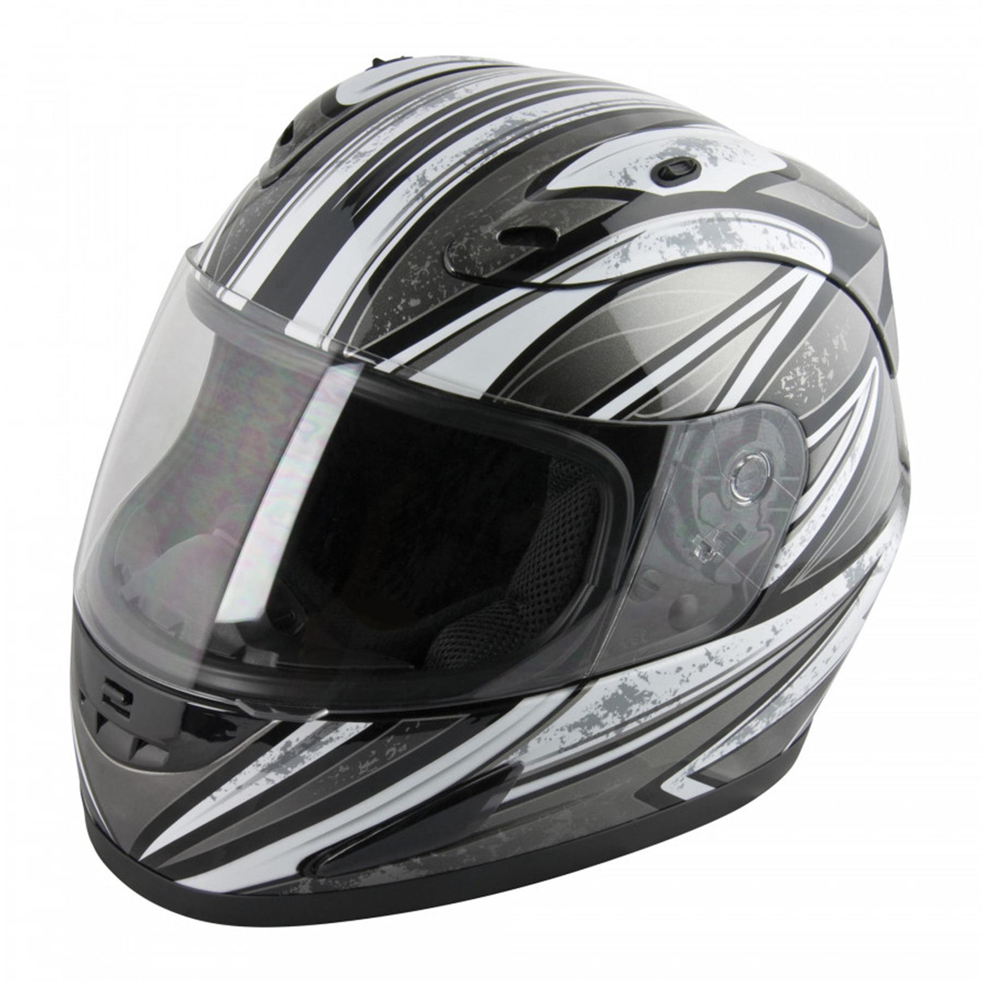 Raider Octane Full Face Adult Motorcycle Helmet DOT Approved / Black/Silver/Grey - XL