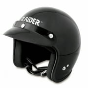 Raider Open Face Motorcycle Helmet DOT Approved / Gloss Black - XXL