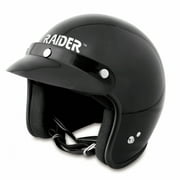 Raider Open Face Motorcycle Helmet DOT Approved / Gloss Black - XXS