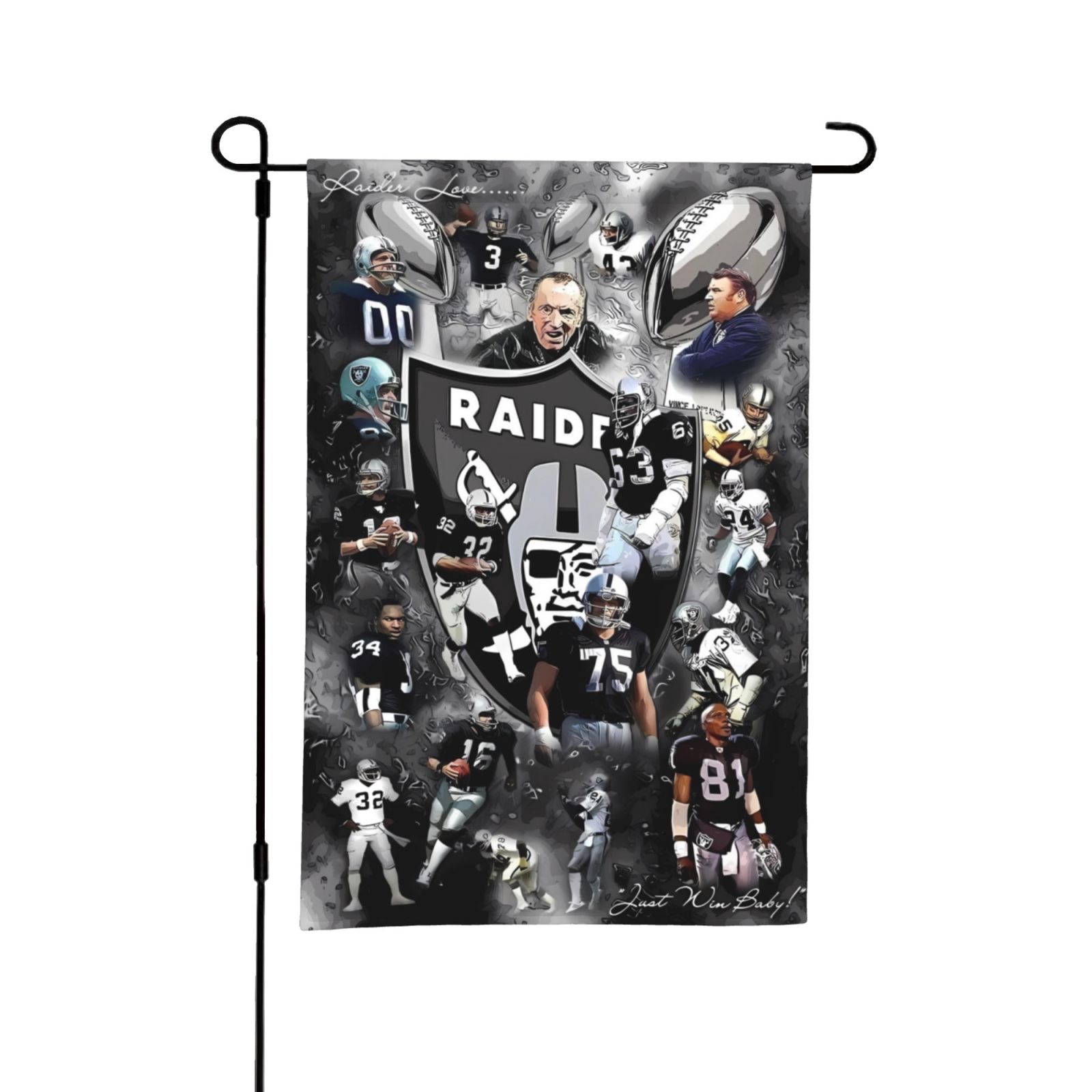 Las Vegas Raiders Garden Flag & Stand Set - Double Sided 13x18", Steel Pole Holder