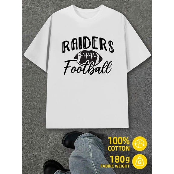 Raiders Football Tee for men white 180G 100% Cotton Summer wear Vintage-inspired,comfortable fit Basic Unisex Shirt Crewneck tshirts Original Unisex Shirt Graphic Tee tshirts