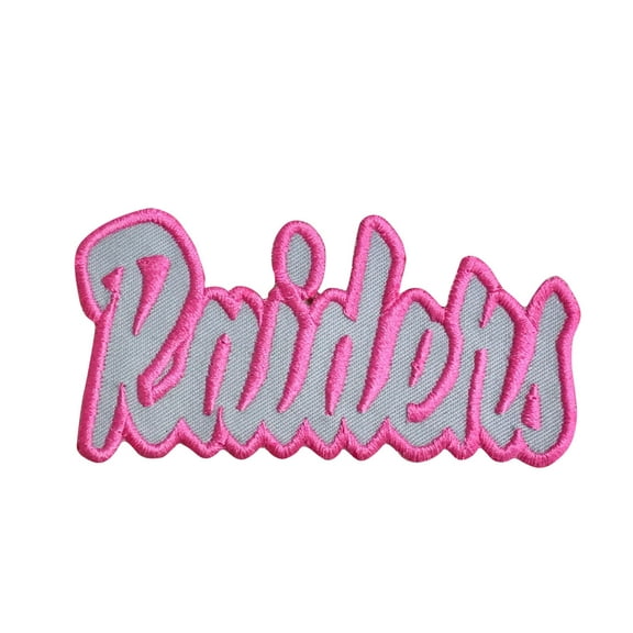 Raiders - Gray/Neon Pink - Team Mascot - Words/Names - Iron on Applique/Embroidered Patch