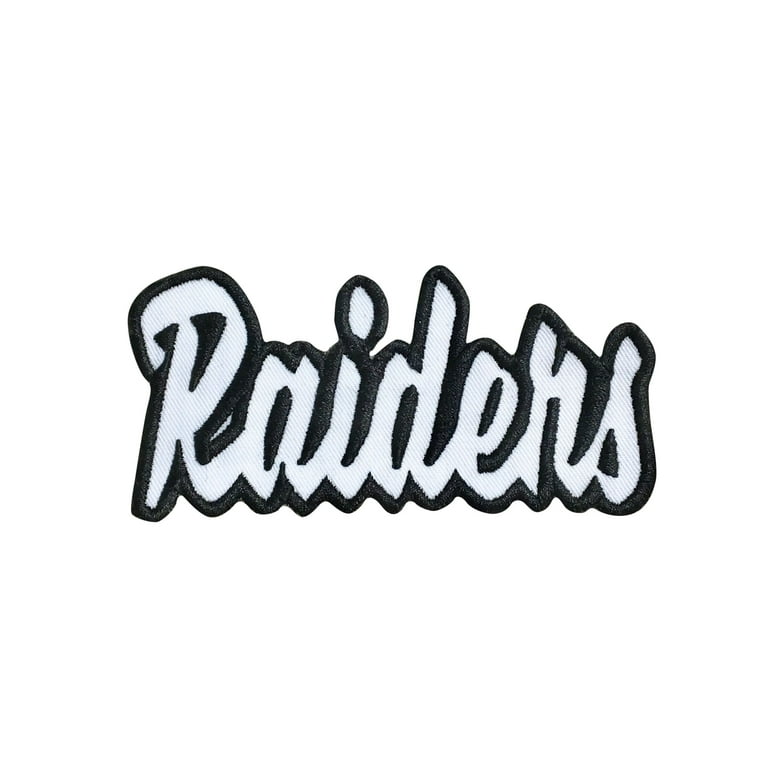 Raiders - White/Black - Team Mascot - Words/Names - Iron on  Applique/Embroidered Patch 