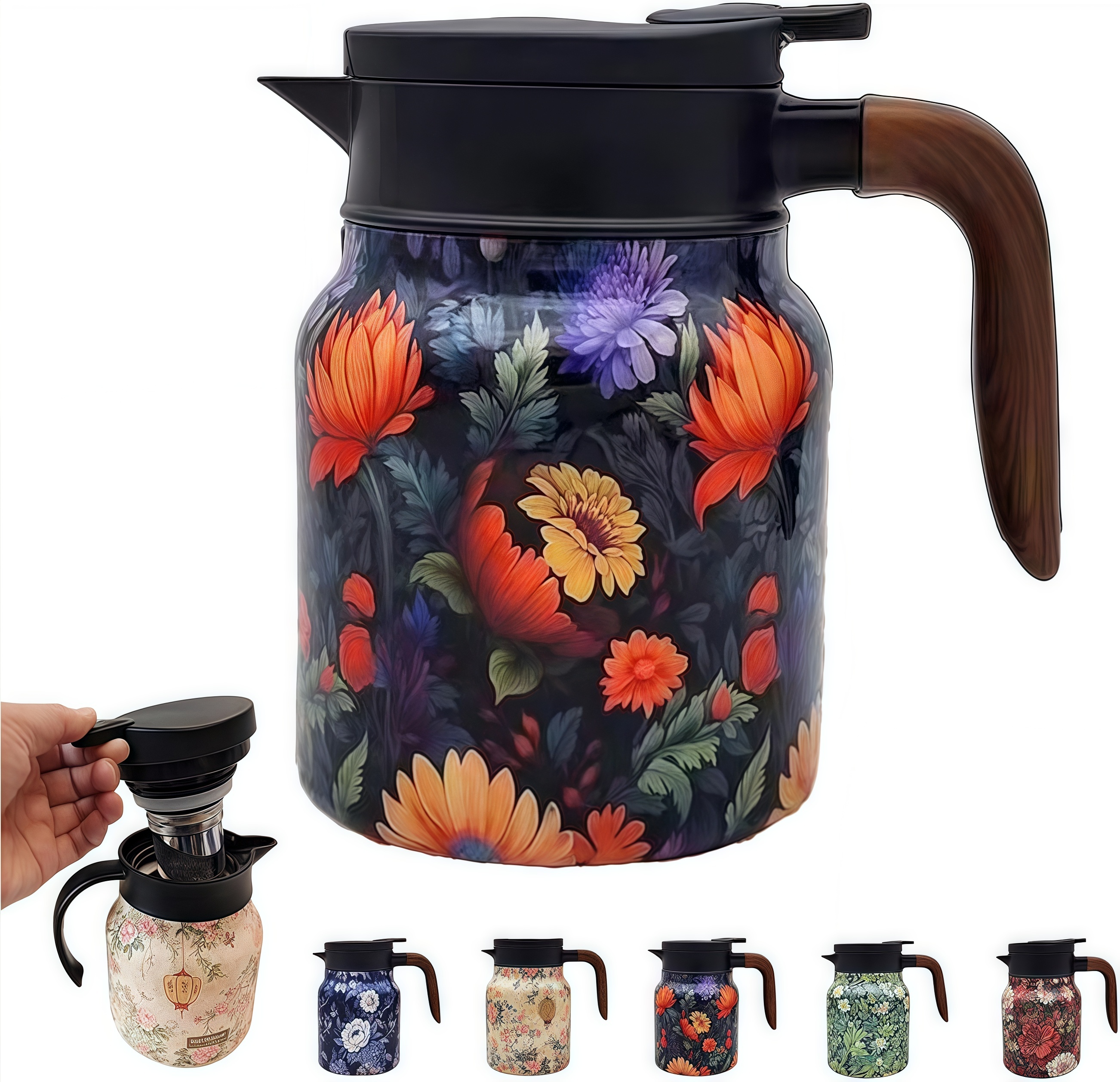 Infinite Teekanne 1L - Edelstahl Mit Siebeinsatz Vintage Design