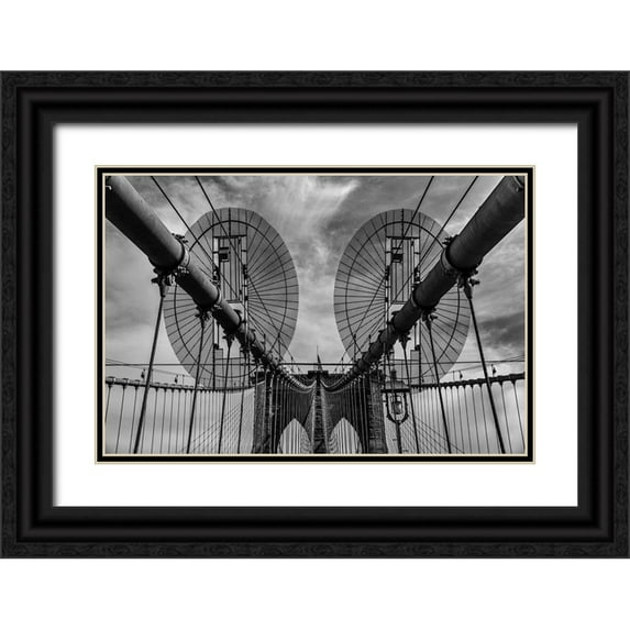 Raif, Joshua 18x13 Black Ornate Wood Framed with Double Matting Museum Art Print Titled - Brooklyn Bridge