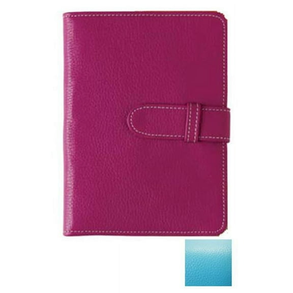 Turquoise pebble-grain brag leather book by Raika - 4x6