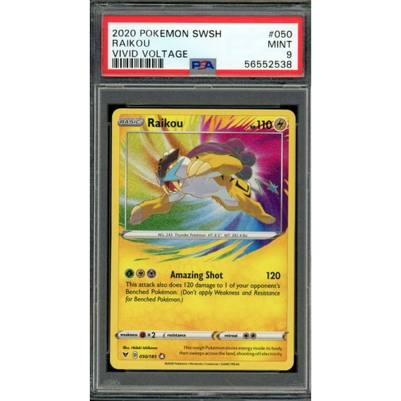 Raikou Card 2020 Pokemon Swsh Vivid Voltage #050 PSA 9