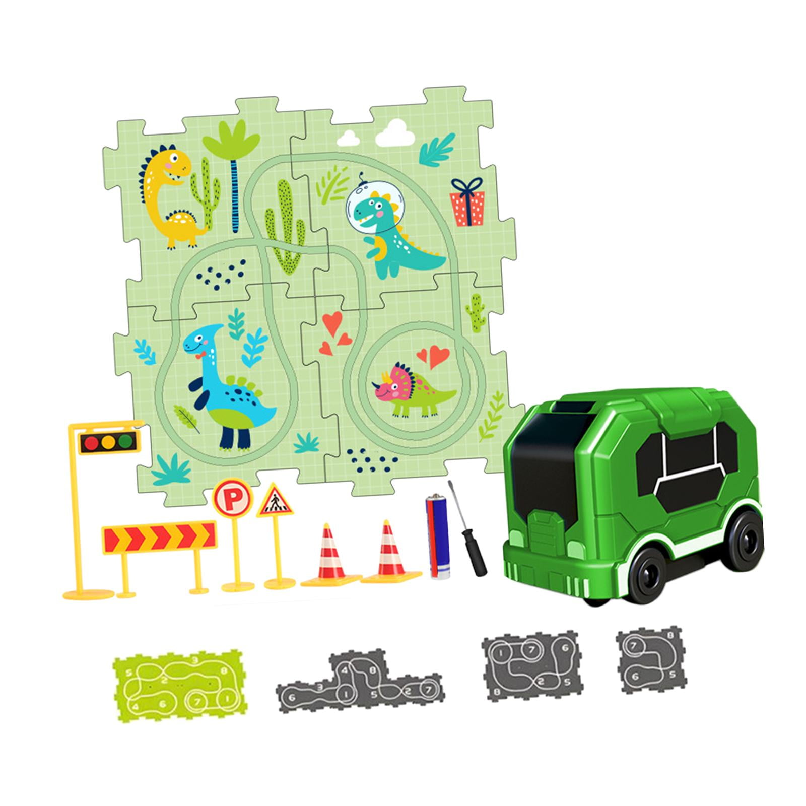 Rail Car Puzzles Board Toy, Educational Puzzle Track Car Play Set with Vehicles, Motor Skill