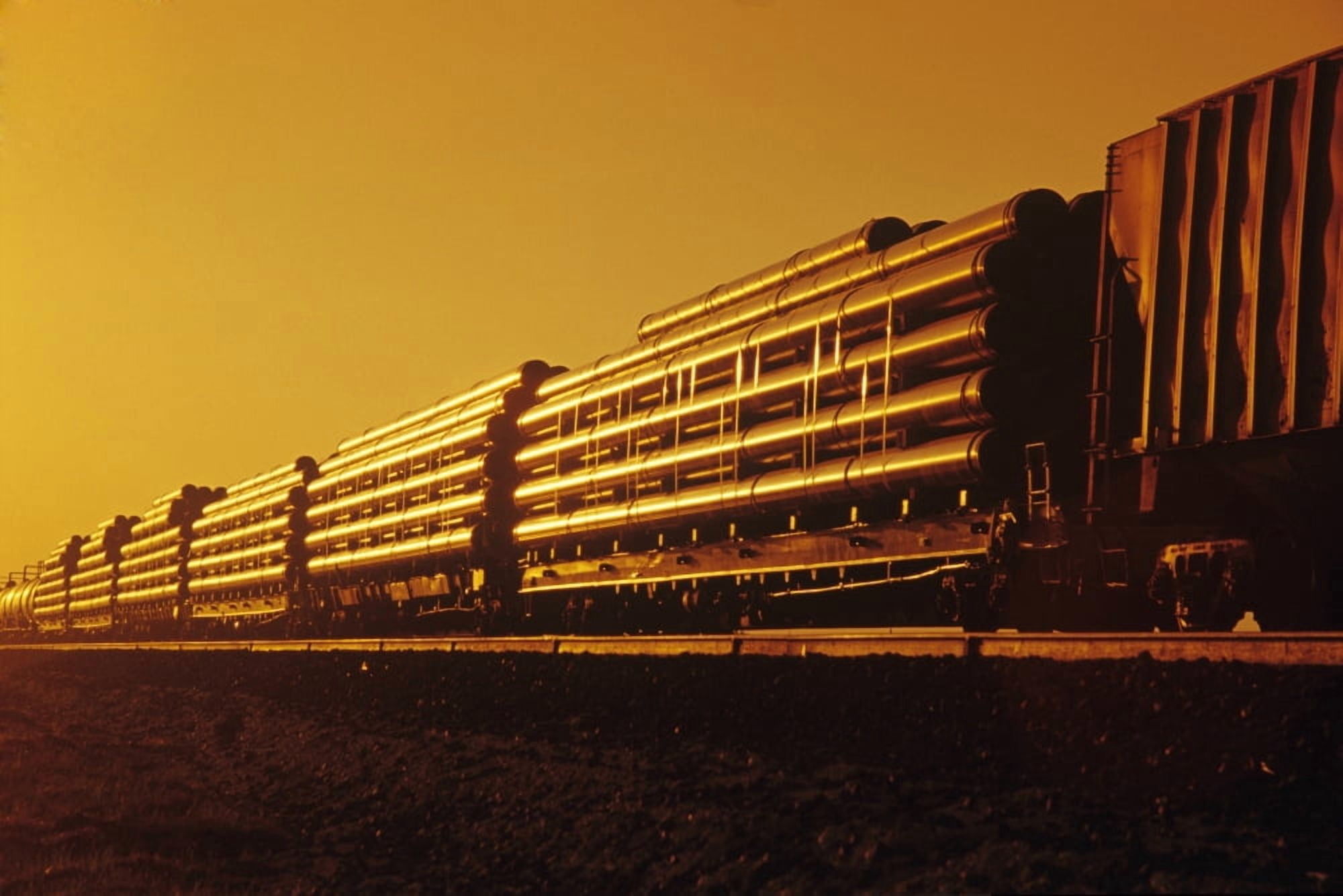 Rail Car Train Carrying Steel Pipe Near Winnipeg Manitoba Canvas Art - Dave Reede Design Pics (17 x 11)