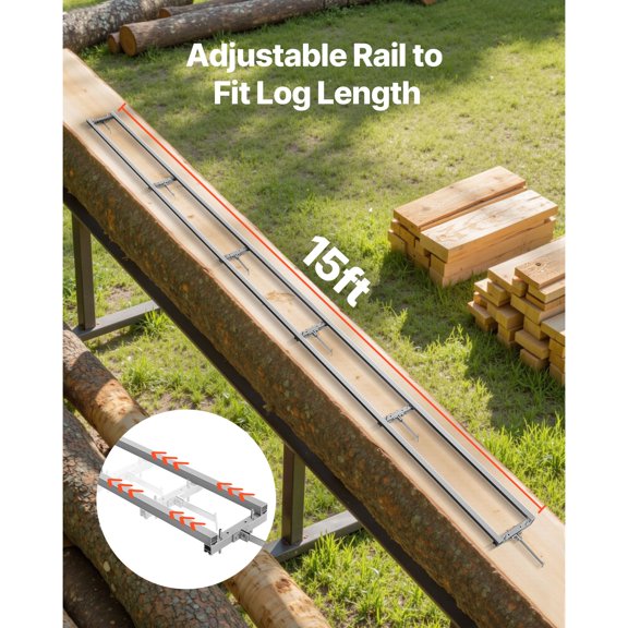 Rail Mill Guide System,15 ft 6 Crossbar Chainsaw Mill Kits,Aluminum Saw Milling Rails System Works with Chainsaw,4 Wedges,Adjustable Rail Milling Guide Kit for Builders Woodworkers