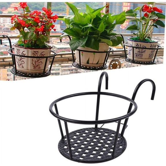 Rail Planters Hanging Railing Plant Holder Stand,Black Flower Pot Basket for Fence Patio Deck Planter Outside and Indoor,1Pack