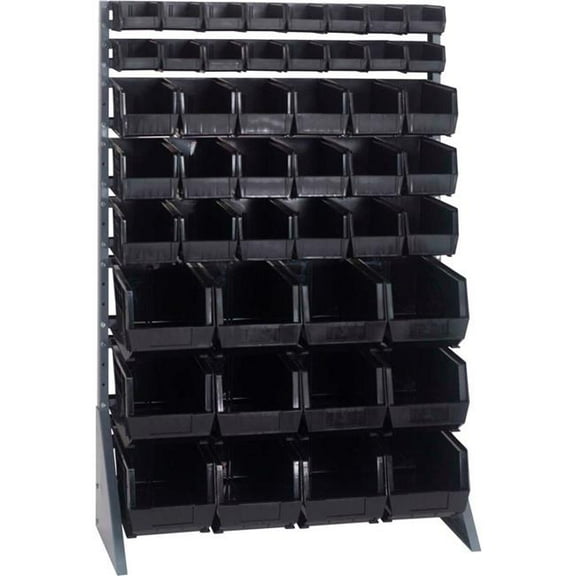 Rail Rack, single sided, 36"L x 15"W x 53"H, 600 lbs load capacity, includes: (16) rails, (16) QUS220, (18) QUS230 and (12) QUS240 black bins, galvanized steel